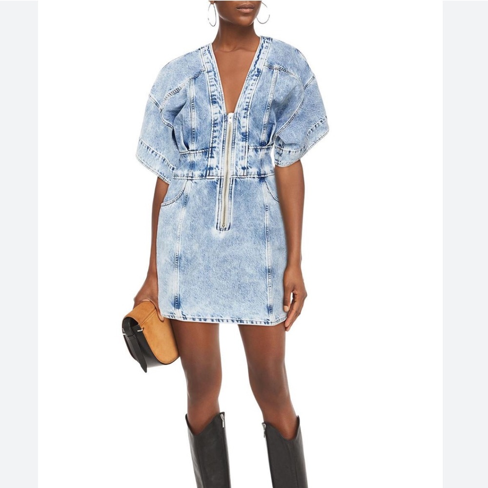 IRO Liera Acid-wash Denim Mini Dress EU 38 (US 6)